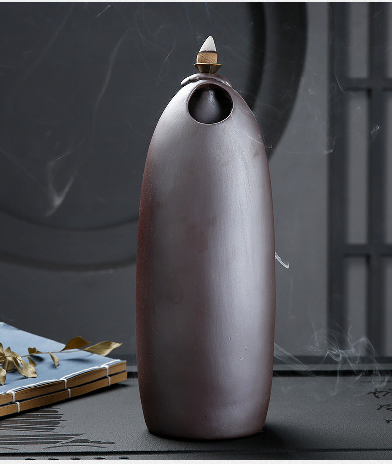 Ceramic Backflow Incense Burner Lotus Mountain Flowing Water Lotus Heart Enlightenment Sandalwood Incense Burner