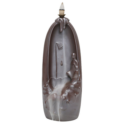 Ceramic Backflow Incense Burner Lotus Mountain Flowing Water Lotus Heart Enlightenment Sandalwood Incense Burner