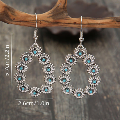 Retro Natural Stone Fashion Turquoise Long Earrings