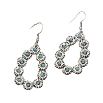 Retro Natural Stone Fashion Turquoise Long Earrings